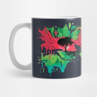 Watermelon Summer Tree Paint Splatter Art Mug